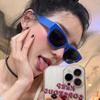 Internet celebrity square concave sunglasses new high-end rose red trend sunglasses N