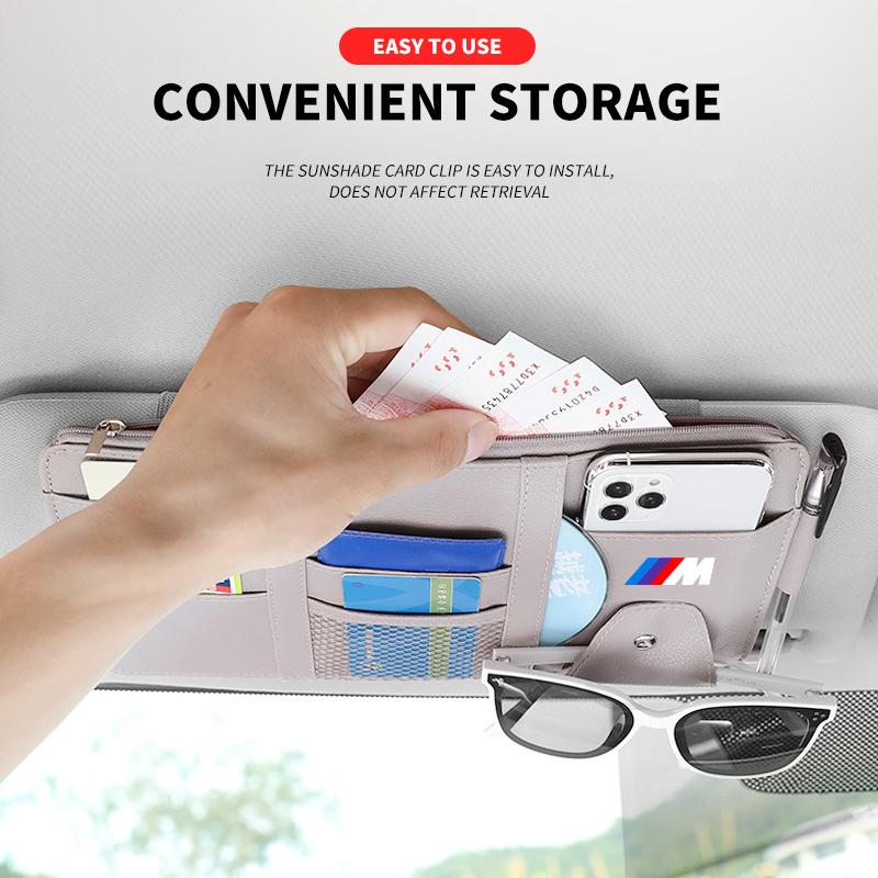 New Car Sun Visor Organizer Multi-Pocket Glasses Clip Car Storage Bag For BMW M E34 E36 E60 E90 E46 E39 E70 F10 F20 F30 X5 X6 X1 M3 M5
