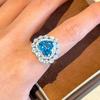 Zhuozhifan Jewelry Кольцо из стерлингового серебра S925 с аквамариновым сердцем и ледяным цветком для женщин