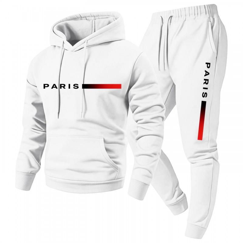 Unisex Paris Letter Print Hooded Short Sleeve Sportswear Set Casual Outfit