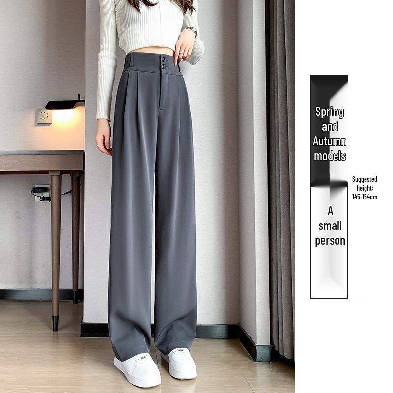 Женские черные брюки с высокой посадкой и широкими штанинами, 2025: Стройнящий, Драпированный, Повседневный, Весенне-осенний стиль