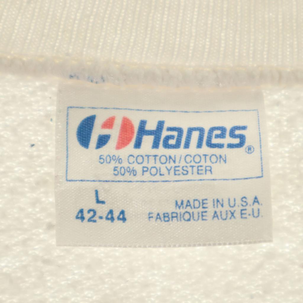 HANES 80-е Made in USA Принт Старый волк Длинный рукав Тренировочная футболка L белая толстовка Мужская Б/У