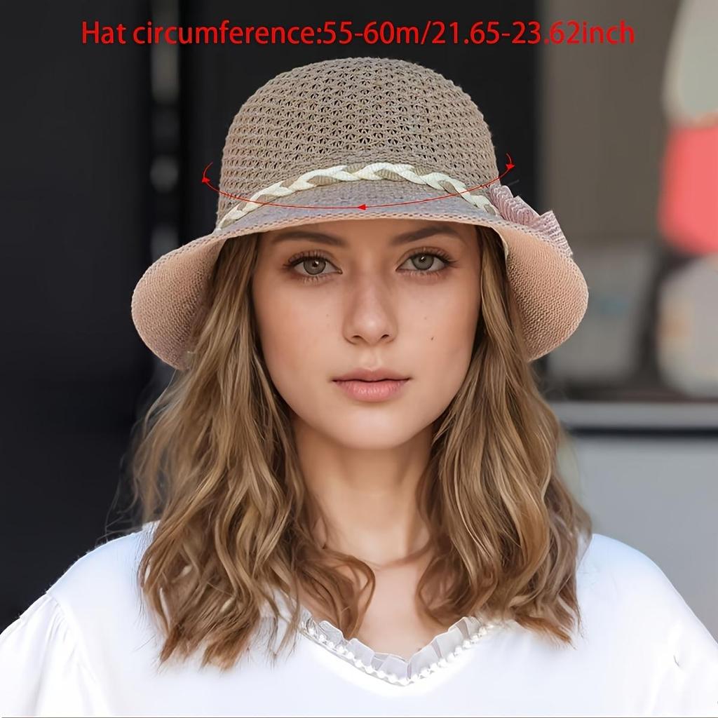 Элегантная женская соломенная шляпа с цветочным узором - дышащая ажурная кепка от солнца, летняя модная шляпа для путешествий, отпуска, рыбалки, пляжа