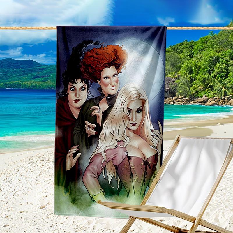 Pocus Halloween Magic Quick-Dry Microfiber Beach Towel Super Soft & Absorbent for Bath, Beach, Travel Bath Time Accessory, Fan gifts