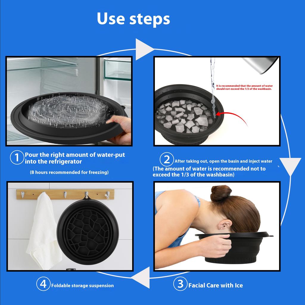 Миска для ледяной ванны для лица для умывания, погружения лица, складная миска для льда для лица, умывальник для умывания, инструмент для ухода за кожей лица для дома, путешествий