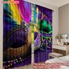 2D flat printing 2pcs Curtain Drapes Mardi Gras Colorful Mask(1) Digital Printed Polyester Drapes Family Party for Festive for