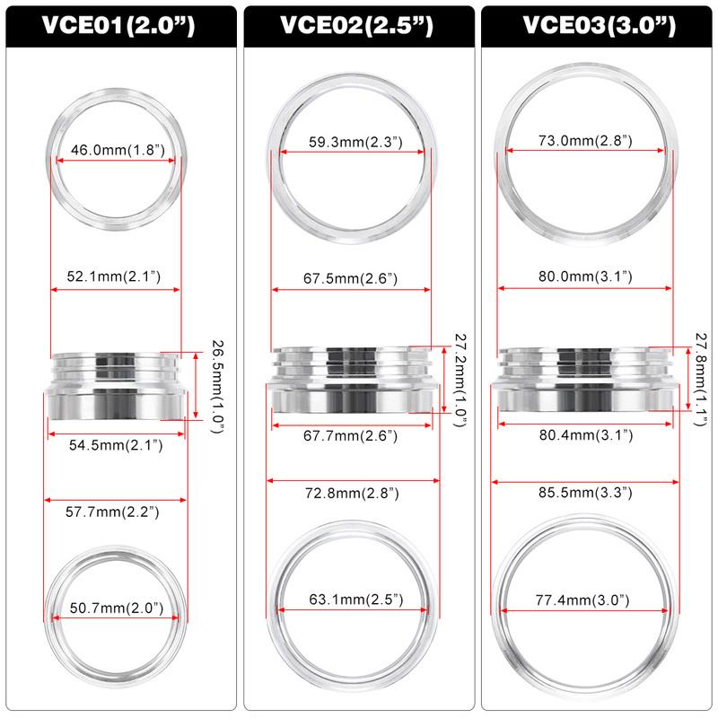 1 Piece 2.0" 2.5" 3.0" 3.5" 4.0" Clamp System Assembly Exhaust V-band Clamp For OD Exhaust/Intercooler Pipe/Turbo