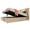 Upholstered LED Double Bed with USB Type C Charging, LED Lighting, Storage Bed Frame of Linen, Youth Bed 160x200 with Slatted Frame (Without Mattress)
