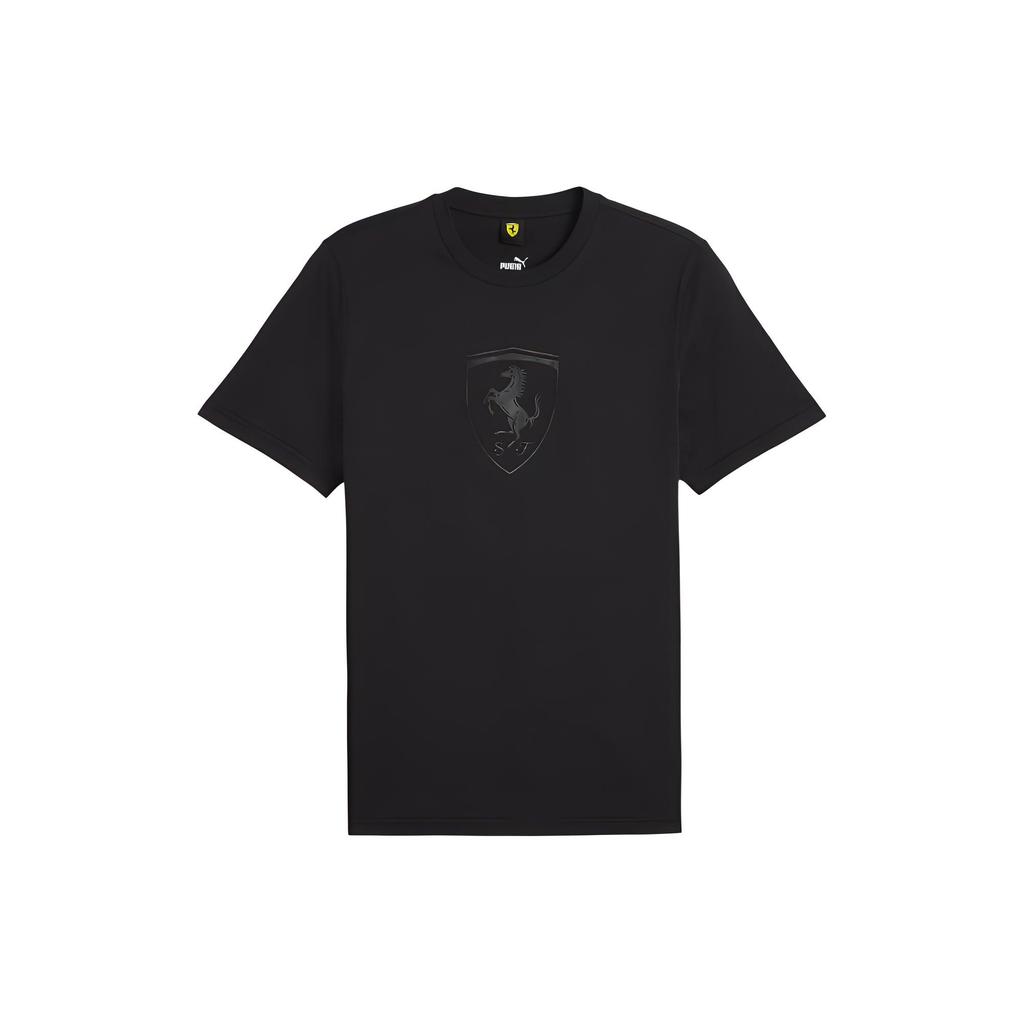 Puma Ferrari Race Big Shield Logo Casual Sports Straight Cut Round Neck Short Sleeve T-Shirt Men Tops Black 623806-01