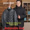 Высококачественная мужская куртка на гусином пуху со съемной подкладкой и капюшоном для мужчин среднего и пожилого возраста