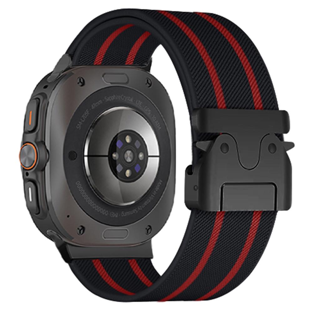 For Samsung Galaxy Watch Ultra 47mm Watch Band Stripe Design Parachute Buckle Nylon Strap