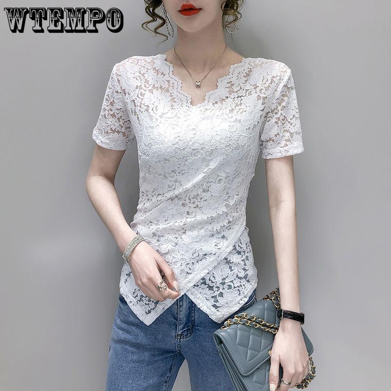 Autumn and Winter Padded Sexy V-neck Long-sleeved Cross Slim Age-reducing Blouse Hundred Lace Bottoming Shirt