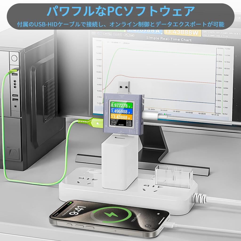 USB Ток и Напряжение USB C Тестер 50В Двунаправленное Напряжение Ток Кривая PD Кабель Протокол Быстрой Зарядки Амперметр Ваттметр Детектор Проверка, 6.5А