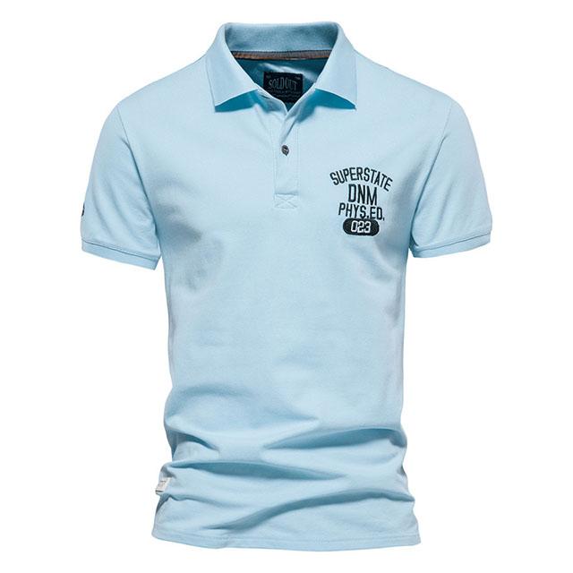 Хлопок с лацканами, короткий рукав, однотонная вышивка, спортивный низ, мужское ПОЛО, большой размер