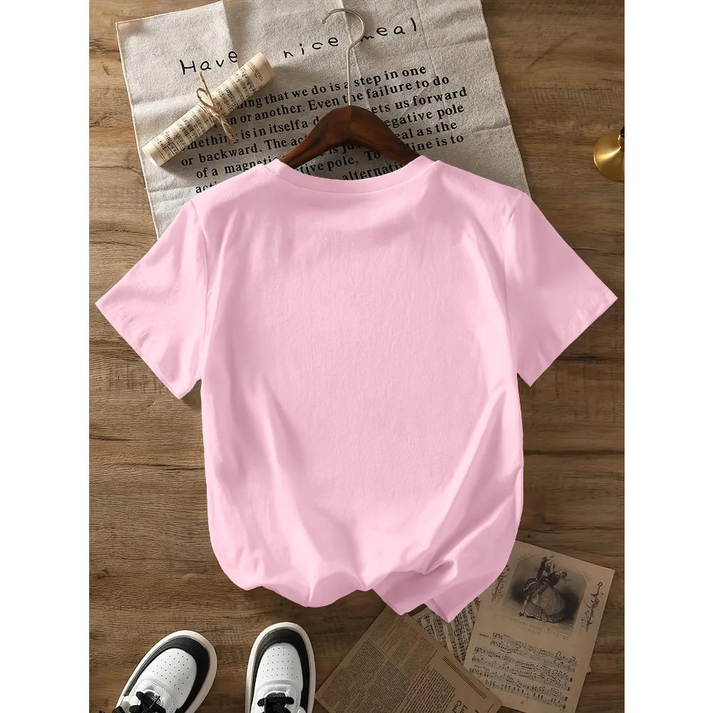 Ladies Pink T-Shirt - Soft Daily Cherry Blossom Top, Lightweight Summer Shirt