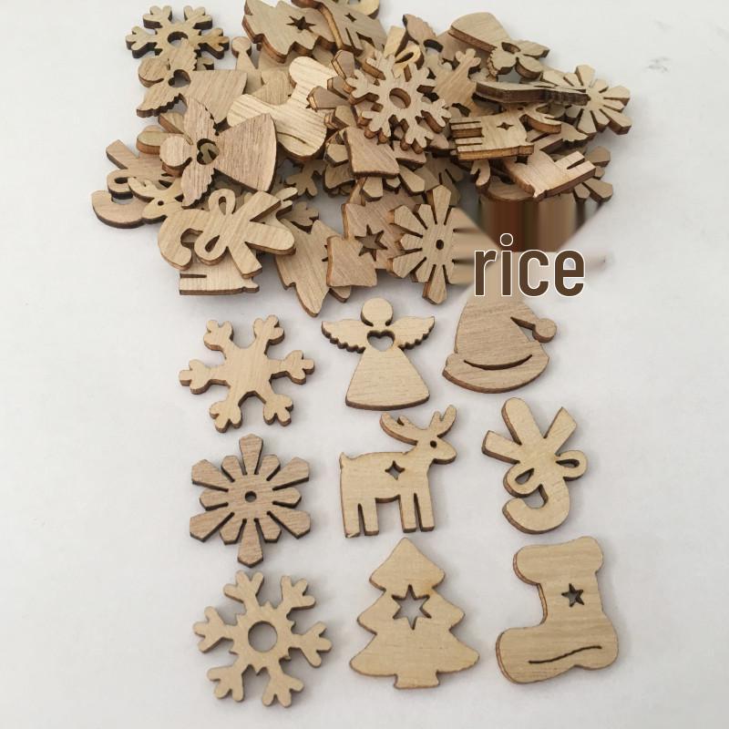 Eco-Friendly Vintage Christmas Ornaments - Creative Cartoon Wood Chip Design