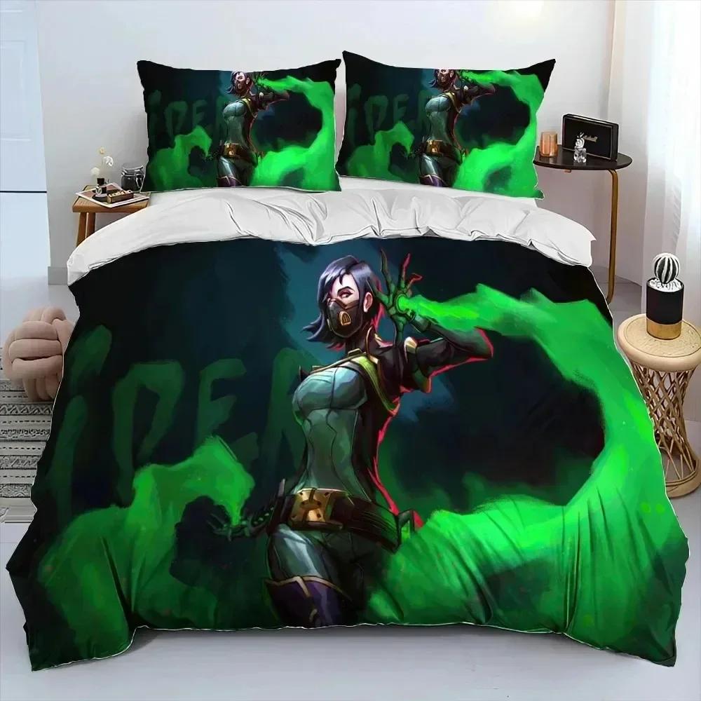 Luxury New 3D Print VALORANT Game Bedding Set Duvet Cover Bed Set Quilt Cover Pillowcase king Queen Size Boys Adult Bedding Set