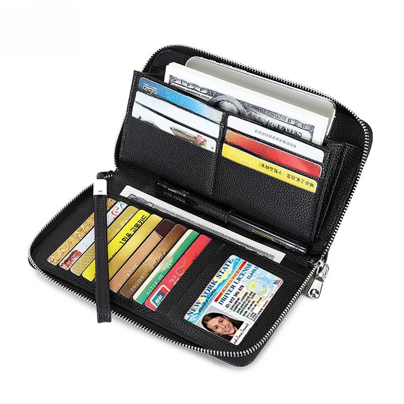 Women's Genuine Leather Long Wallet 2023 - European & American Style, Large Capacity Clutch with Multiple Card Slots, First Layer Cowhide.