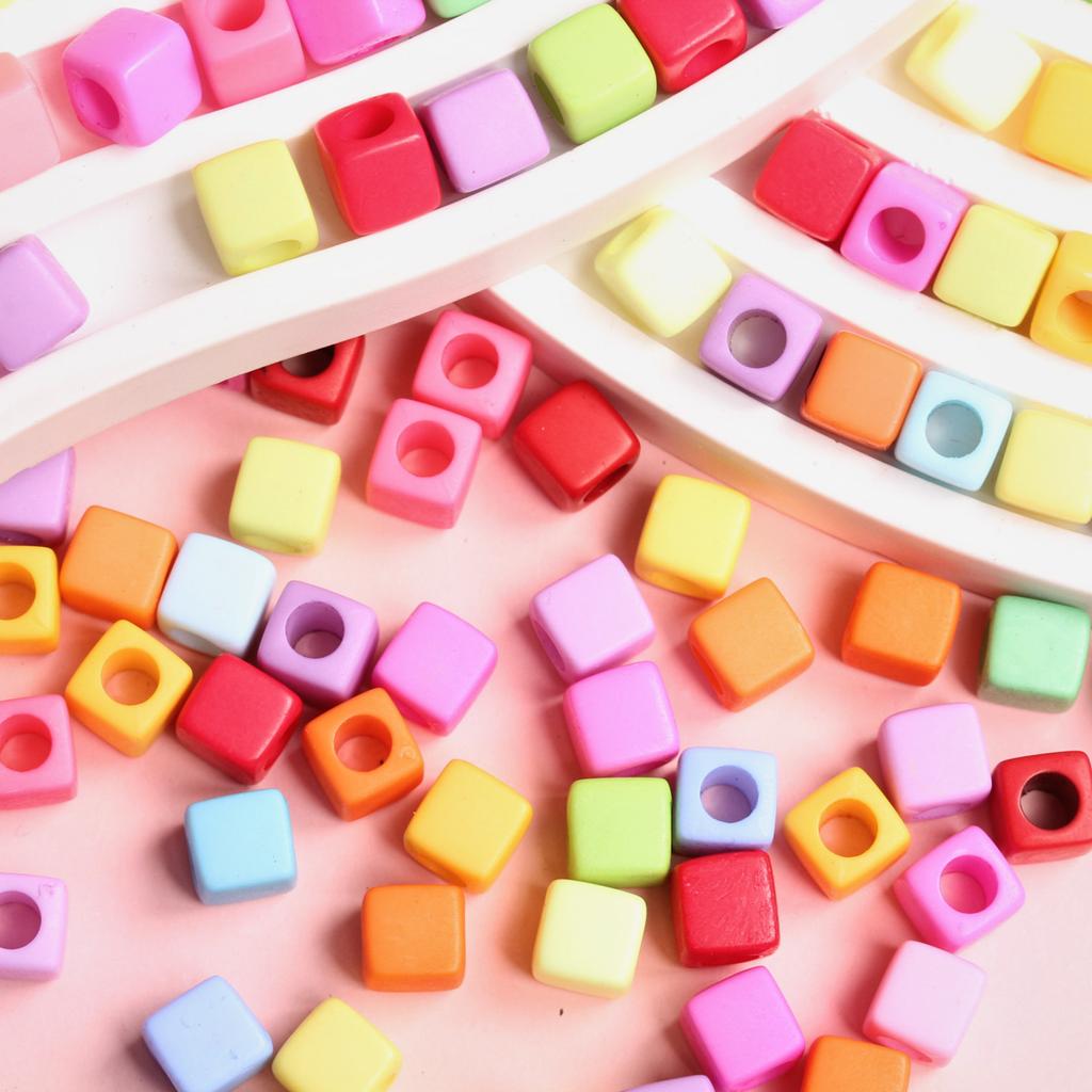 Акрил 200 шт. подвеска квадратное ожерелье браслет аксессуары 7 мм однотонные самодельные ювелирные изделия изготовление бусины россыпью бусины