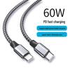 60W Nylon Braided Type-C PD Fast Charging Cable for Mobile Phones