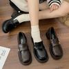 Coarse-heeled Small Leather Shoes Women's 2025 New Spring and Autumn Brown British Style Retro Thick-soled High-heeled Loafers