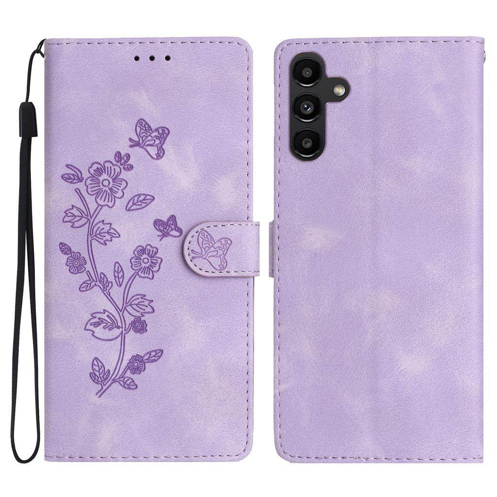 For Samsung Galaxy A15 5G Case Slim-Fit Leather Imprinted Flower Phone Cover with Stand and Wallet