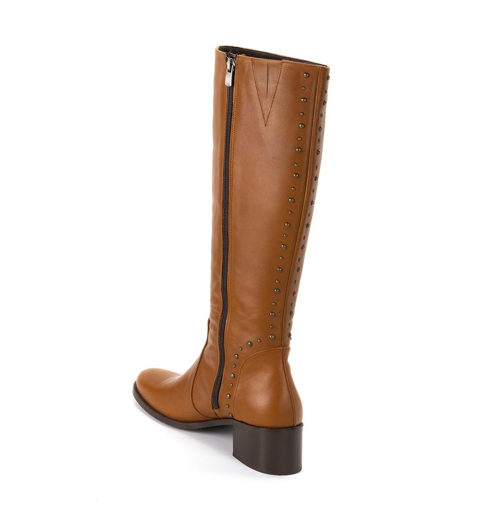 Женские сапоги из натуральной кожи на среднем каблуке до колена