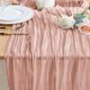 1PC Cheesecloth Table Runner Dusty Pink 10FT Boho Gauze Cheese Cloth Table Runner for Party Long Rustic Sheer Table Runners