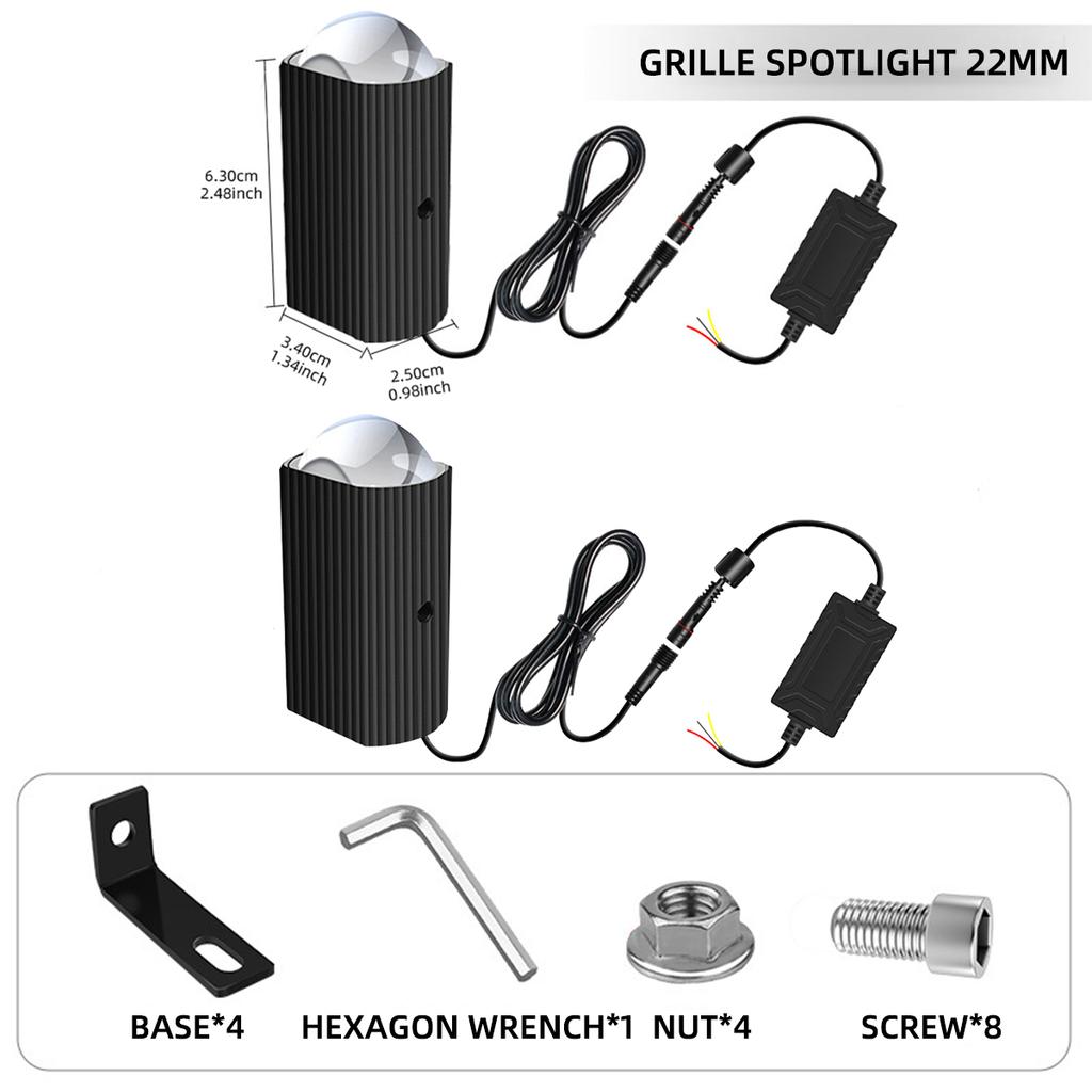 2PC 10V-80V Grile LED Light Dual Beam Car Front Headlight Motorcycle ATV Offroad 4x4 Projector Lens Car Fog Offroad with Fun