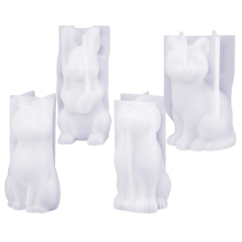 4 шт. 3D форма для свечей в виде животных, форма для свечей в виде кошки, собаки, кролика для DIY свечей, гипсовых украшений, домашнего декора, литья из эпоксидной смолы