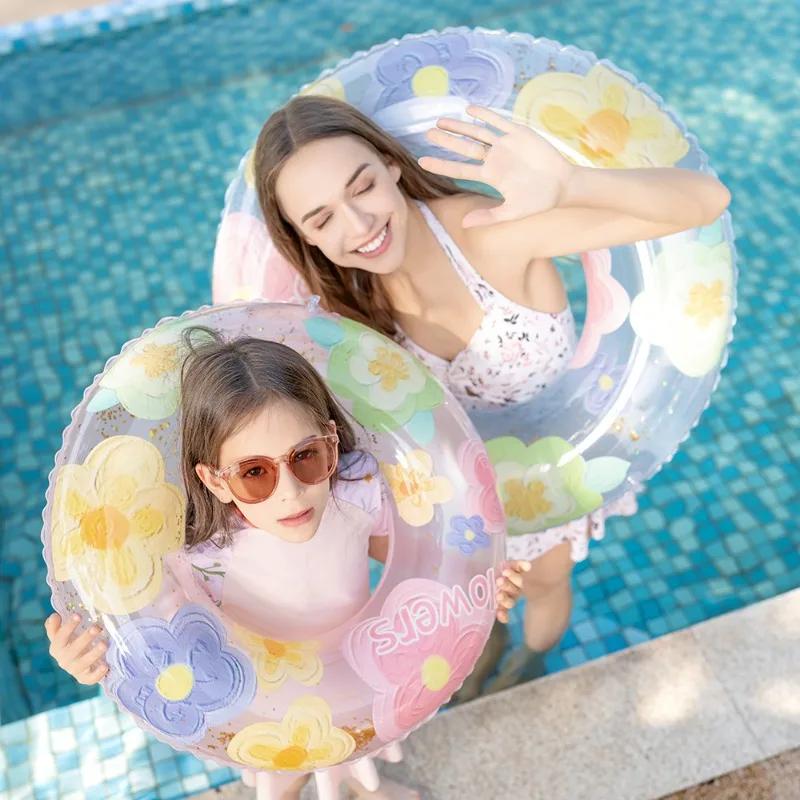 Spring Flowers Inflatable Toy Summer Swimming Ring Outdoor Pool Playing Inflatable Floating Water Toys for Kids Adults
