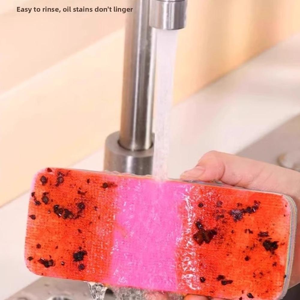 Strong Absorbent Dish Towels Non-stick Oil Scouring Pad Rainbow Colors Wipe Cloth Kitchen Use