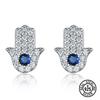 925 Sterling Silver Earring Micro Pave Zircon Lucky Turkey Hamsa Hand Charm Stud Earrings For Women Statement Fine Jewelry