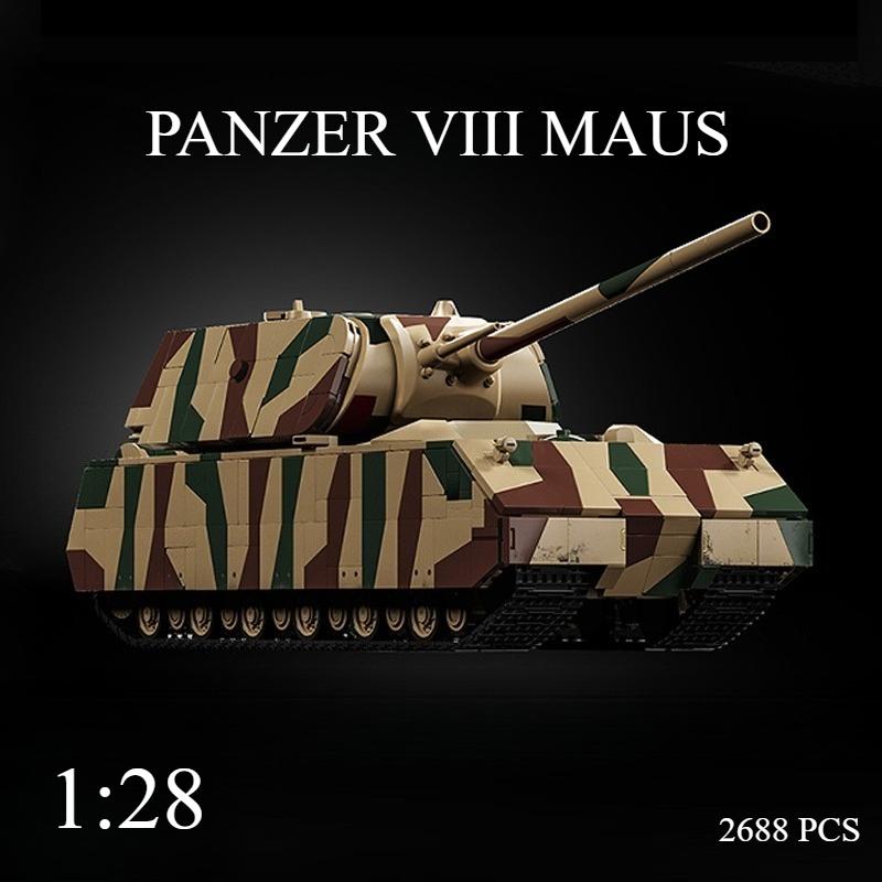 2688 деталей Танк Panzer VIII Maus Сверхтяжелый Танк Строительные Блоки – Камуфляж Военной Техники Модель Комплект, Настольный Декор для Взрослых