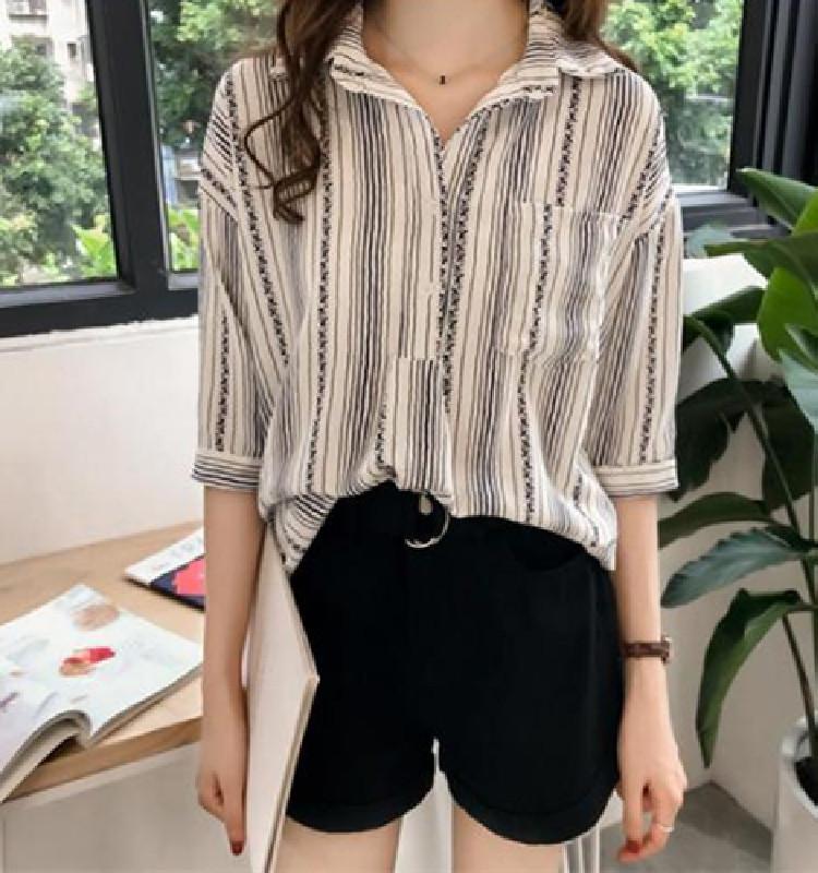 Весенняя мода свободная рубашка большого размера толстая тонкая блузка полосатая рубашка с длинными рукавами винтажная базовая офисная повседневная женская рубашка удобная женская одежда