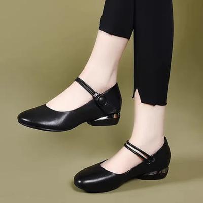 Женские милые сладкие черные туфли с круглым носком, ремешком с пряжкой и квадратным каблуком для офиса, для деловой леди, повседневные бежевые весенние туфли ab616