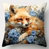1Pc Floral Fox Throw Pillow Covers Set - Perfect Decor For Nature - Themed Homes, Ideal Small Gift For Animal Lovers