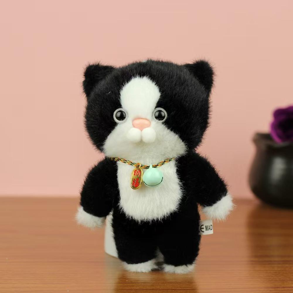 Soft Animal Little Cat Keychain Fluffy Stuffed Kitten Keyring Backpack Decor