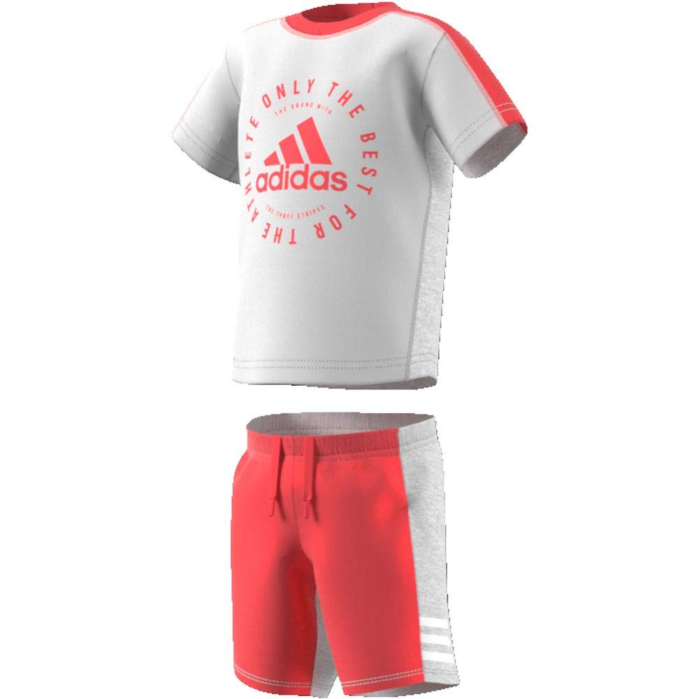 Training Wear I Sport ID Logo Shorts Set FTM85 Kids Pink F13 Japan 60 [Adidas] T-shirt & [Junior] White/Prism (DV1261) (FREE Size)