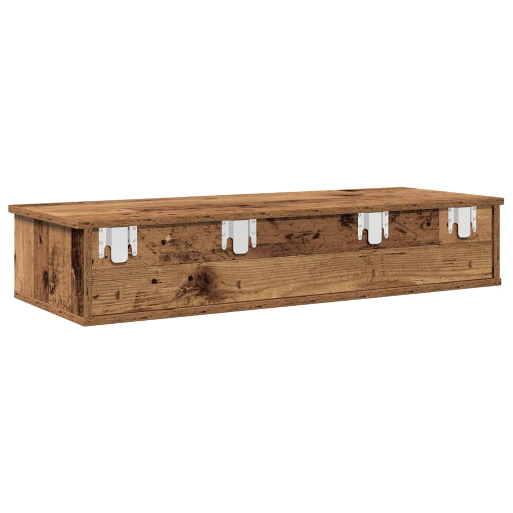 Vidaxl Półka Ścienna Z Szufladami, Stare Drewno, 100X37,5X19 Cm