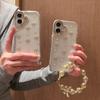 For iPhone 16 Protective Case with Wrist Strap Bowknot Epoxy Design Phone Cover
