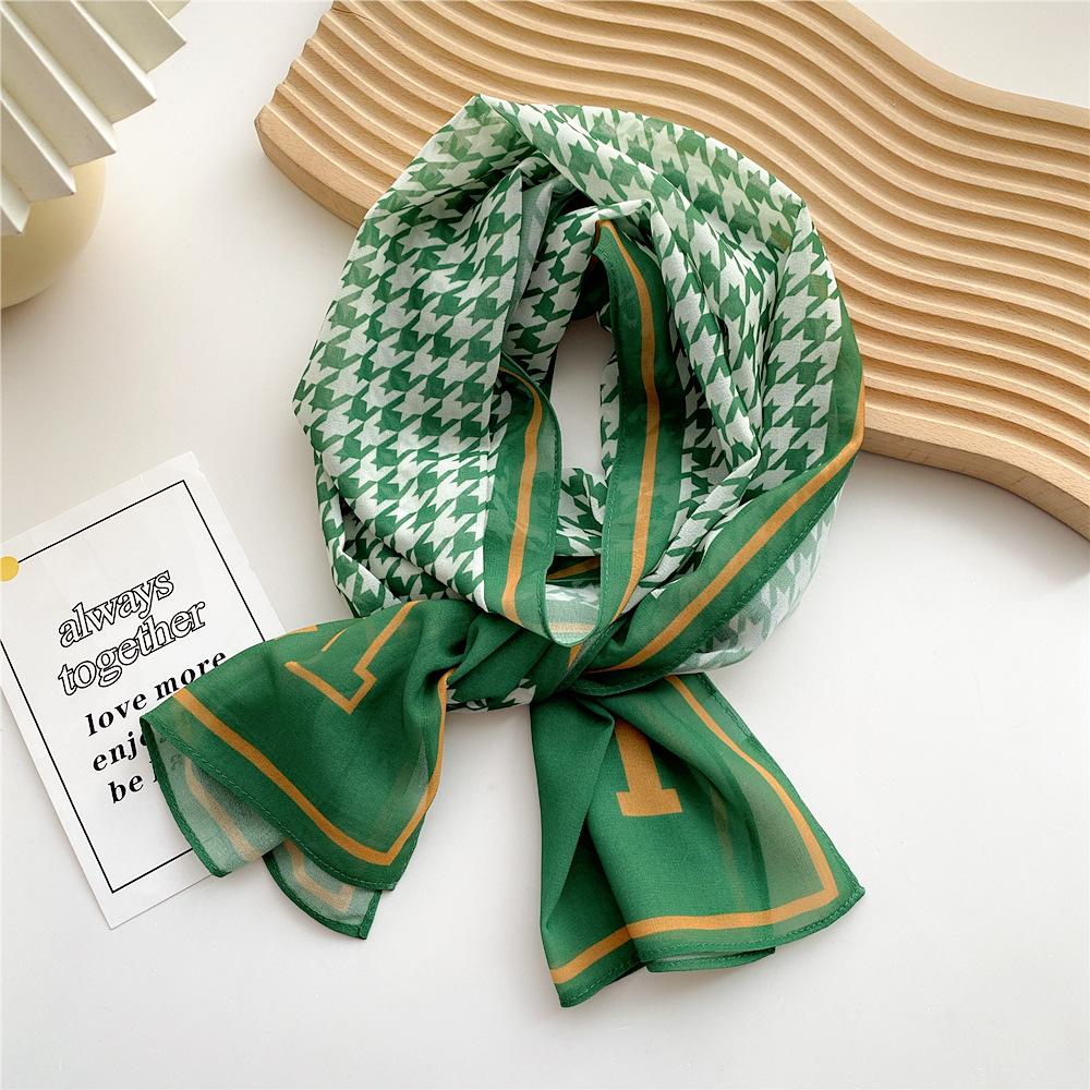 Decorative Simple Texture Silk Scarf Women'S New Style Spring And Autumn Summer Fashion Versatile Headscarf Work Scarf