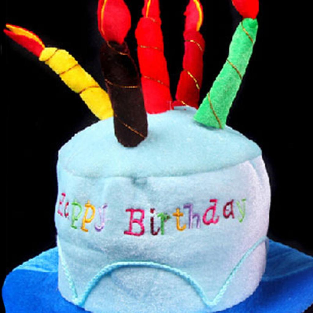 Happy Birthday Cake Hat Cute Fabric Birthday Hat with Plush Candles for Unisex Adult Party Novelty Decorations