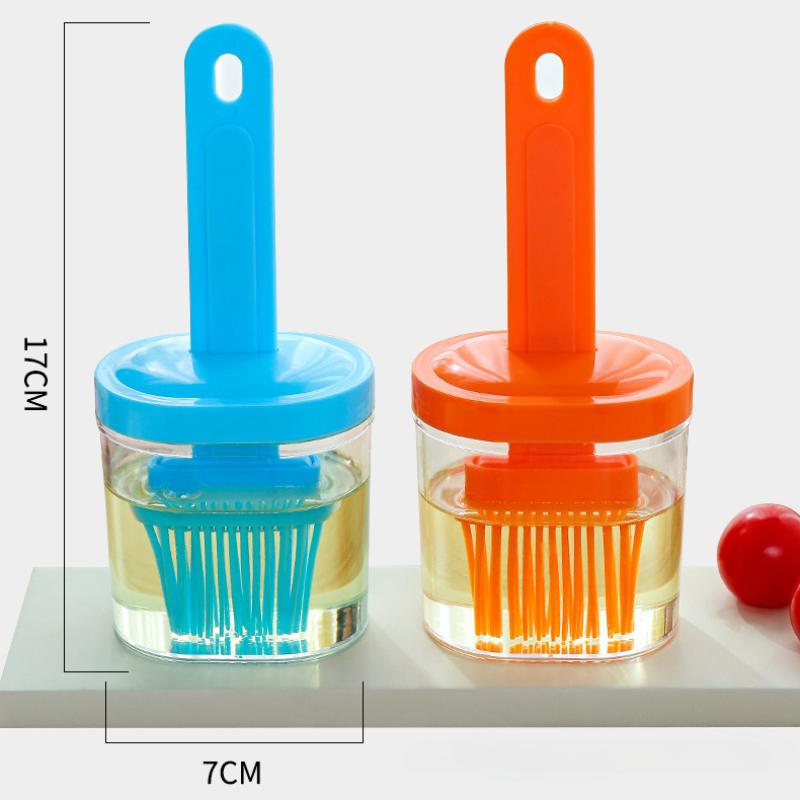 Household Silicone Oil Brush with Bottle Small Oil Pot Kitchen High Temperature Baking Magic Plastic All-in-one Barbecue Oil Bottle Brush