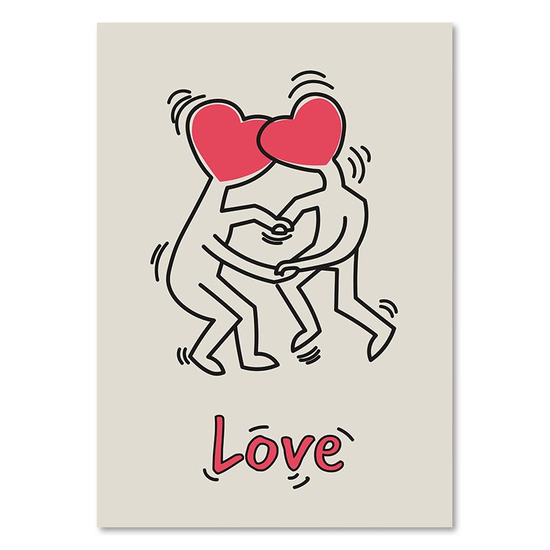 Датская пастельная картина на холсте, красочная настенная живопись в стиле бохо, модный розовый постер, эстетические принты в виде сердца с любовью, фотографии в общежитии, декор комнаты