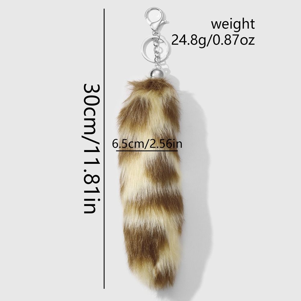 Retro Tail Hanging Keychain Long Hair Plush Tail Keyring Sweet Cool Bag Charms Purse Handbag