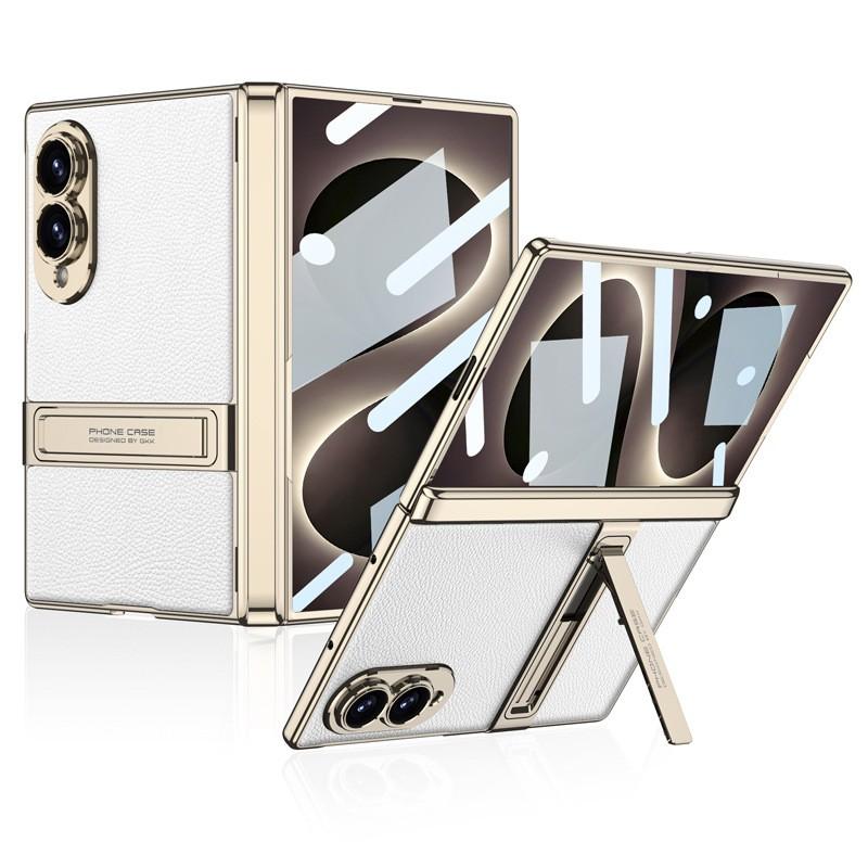 Magnetic Hinge Leather-Feel PC Case With Kickstand Galaxy Z Fold8 - Shockproof Protective Cover