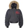 Mens Winter Hooded Cotton Puffer Jacket With Embroidered Letter Detachable Faux Fur Collar Oversized Fit