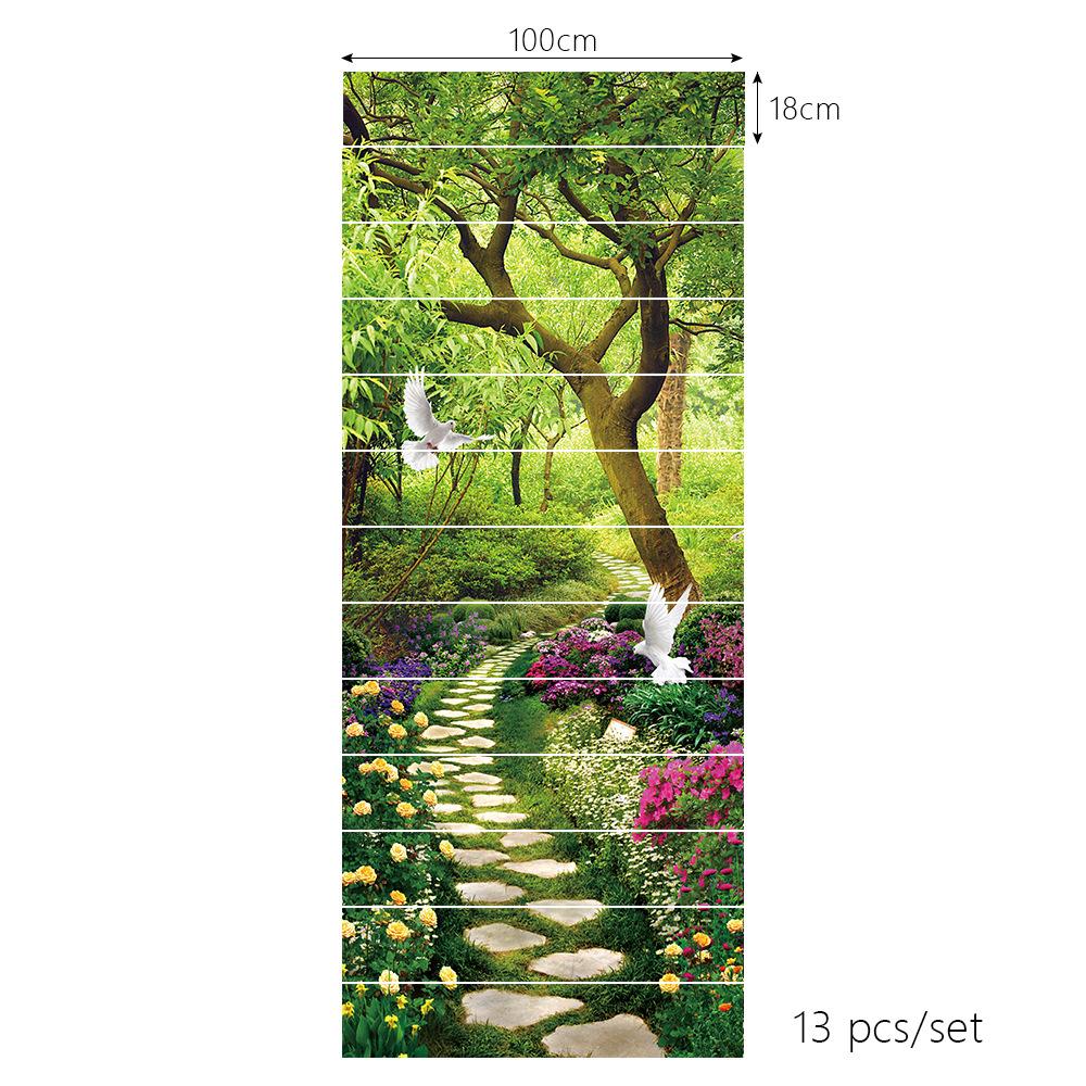 Горный водопад Лебедь Пейзаж Наклейка на стену Комната Лестница Украшение Шаг Напольный художественный постер Самоклеящийся водонепроницаемый настенный постер