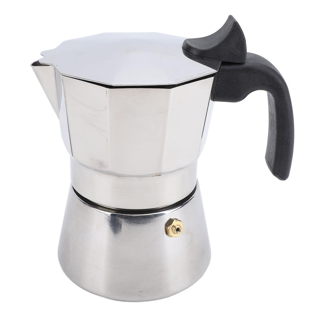 Гейзерная кофеварка из нержавеющей стали, восьмиугольная, равномерное распределение тепла, кофейник для плиты, серебристый